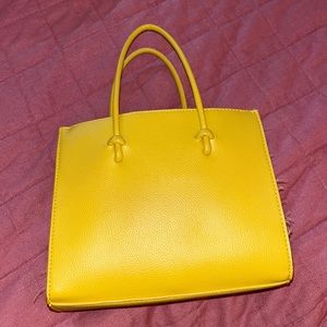 Anthropologie mini contrast tote bag in yellow